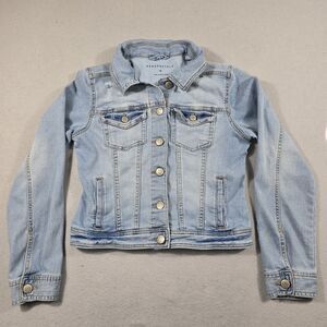 Aeropostale Women's Medium Light Blue Button Up Jean Jacket Chest Pockets